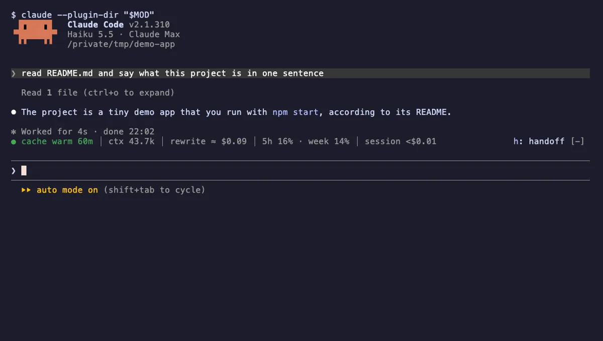 Cache Keeper running in Claude Code