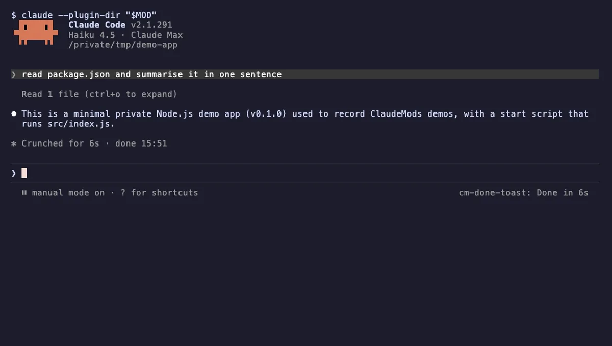 Done Toast running in Claude Code